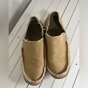 Crocs Santa Cruz Men's Khaki Canvas Loafers Slip-Ons - Size 8